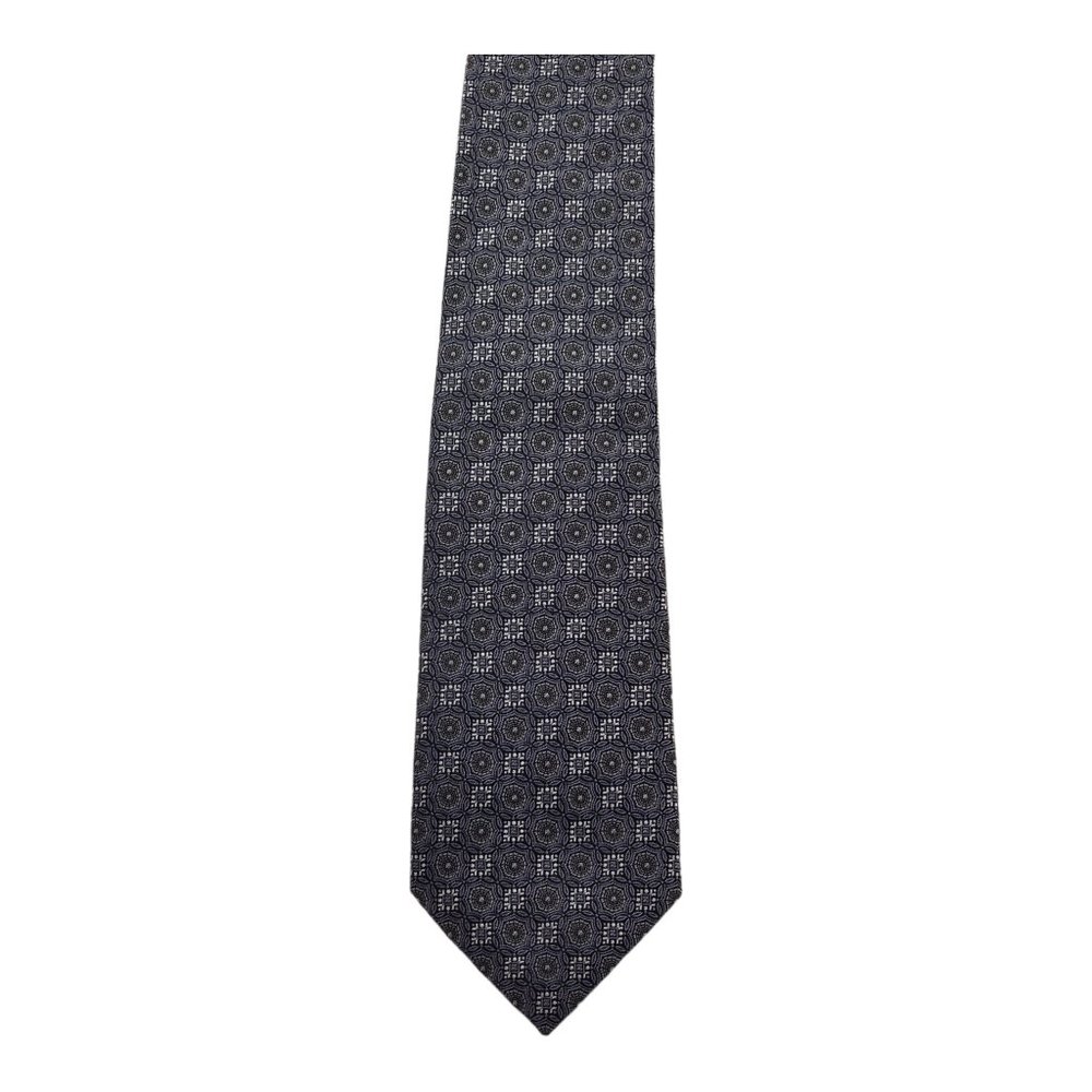 Gianluca Isaia Napoli Geometric Pattern Gray 100% Silk Necktie
